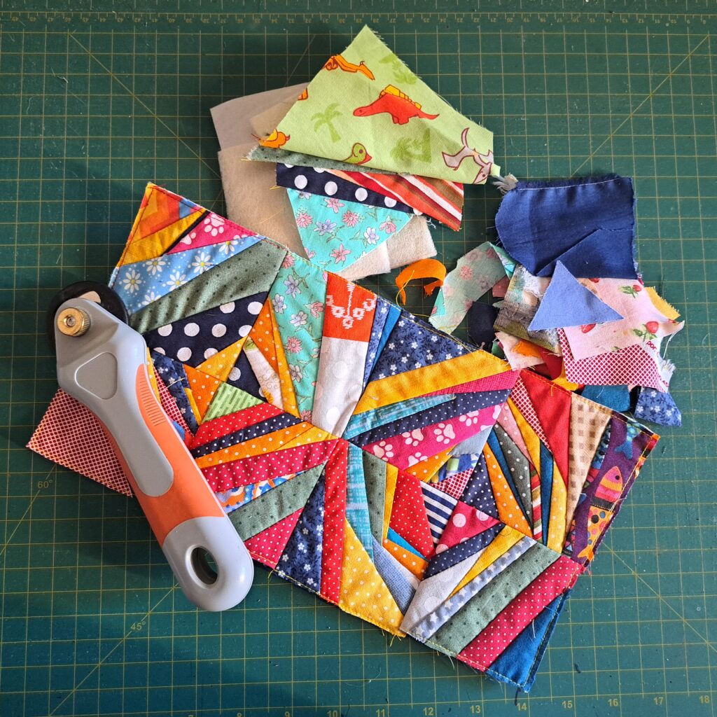 micro retalhos sendo utilizados usando a técnica crumb